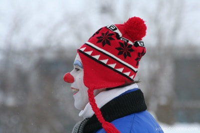 le clown Bizou en hiver